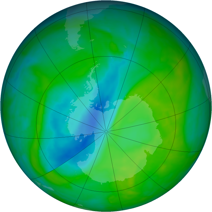 Antarctic ozone map for 25 November 2013